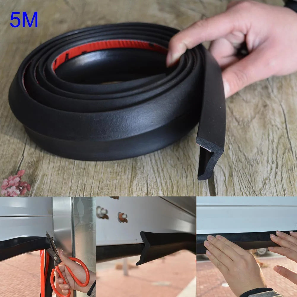 3/5m Garage Door Weather Multipurpose Home Edge Replacement Full Wrap Dustproof Portable Adhesive Seal Strip Bottom Rubber Trim