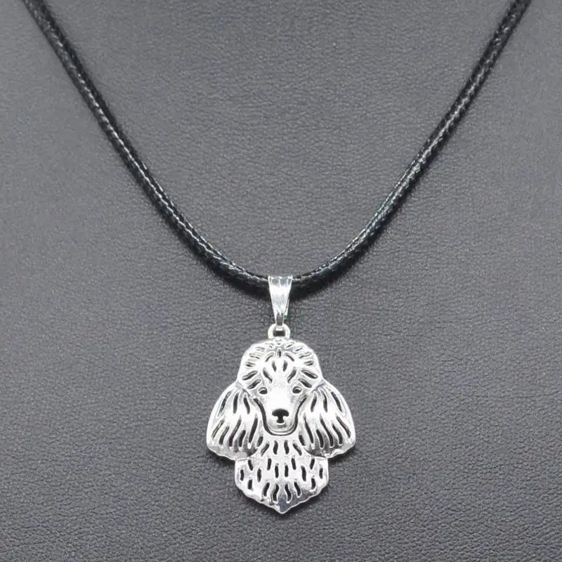 Black Rope Chain Women's Alloy Pet Poodle Dog Necklace
