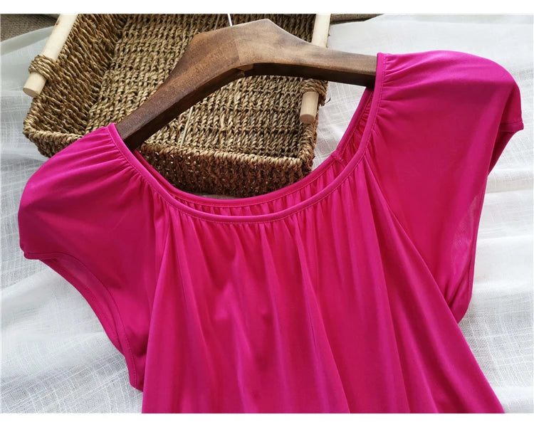 50% Pure Silk Nighties for Women Sleeping Dress Long Nightgown Nighty for Ladies Loose Plus Size Home Wear Summer