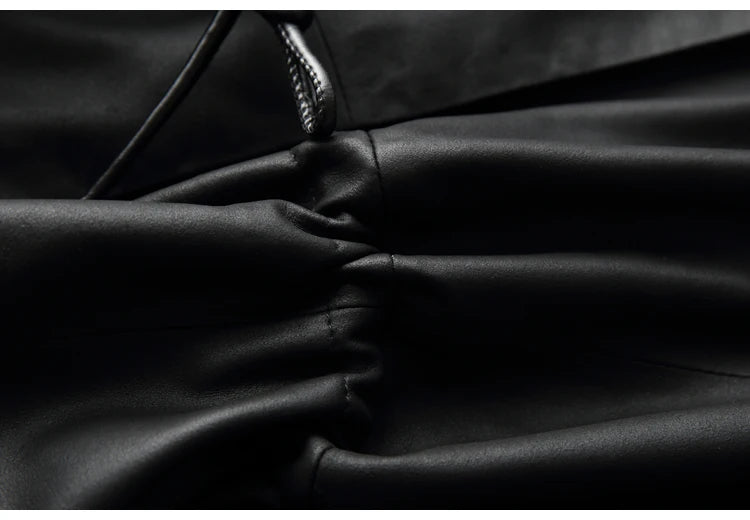 Women's Clothing Great Texture Women Loose Casual Genuine Leather Jacket Female Imported Frosted Sheepskin Drawstring Waist Coat