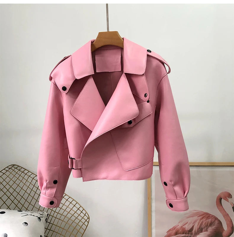 Pink Java QC20003   new arrival real leather jacket  women coat genuine sheep leather coat luxury fashion hot sale dress