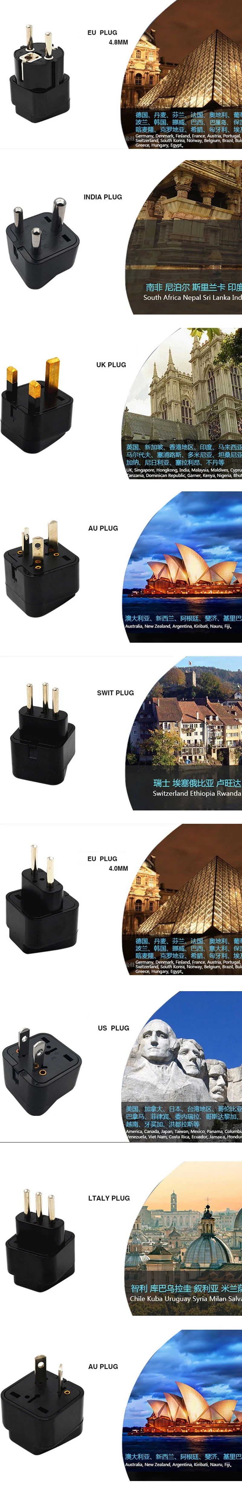 Universal EU US UK 2 USB Travel Plug Power Charger Converter Socket America Britain European Multi-function Plug Adaptor 5V 1A