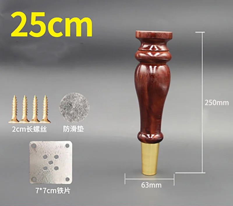 4pcs/lot Wooden Sofa Legs Cabinet Feet with Gold Covers Wardrobe Leg Wood Holder For Furniture TV cabinet Foot Side Table Leg