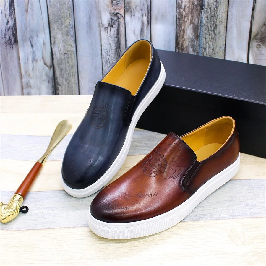 Genuine Leather Casual Men's Shoes High-grade Handmade Fashion Comfortable Leather Shoes Daily Dating Loafers Formal Party Shoes