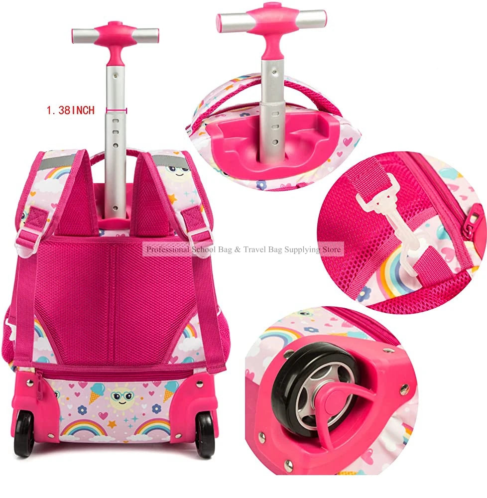 Kids School Rolling Backpack Bag for girls School Trolley Bag for boys Laptop Trolley Backpack Bag Children Rolling luggage Bags