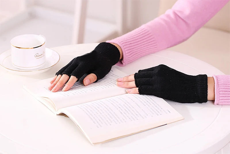 Cartoon Mashup Colorful Pattern Mittens Wrist Spring Summer Fingerless Working Gloves Soft Women Knitted Gloves Open Fingered