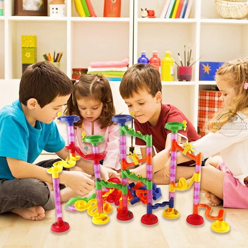 Marble Run Race Track Building Blocks Kids DIY Maze Ball Roll Toy Marble Run Race Coaster Set Marble Slide Pipes  Puzzle Toys
