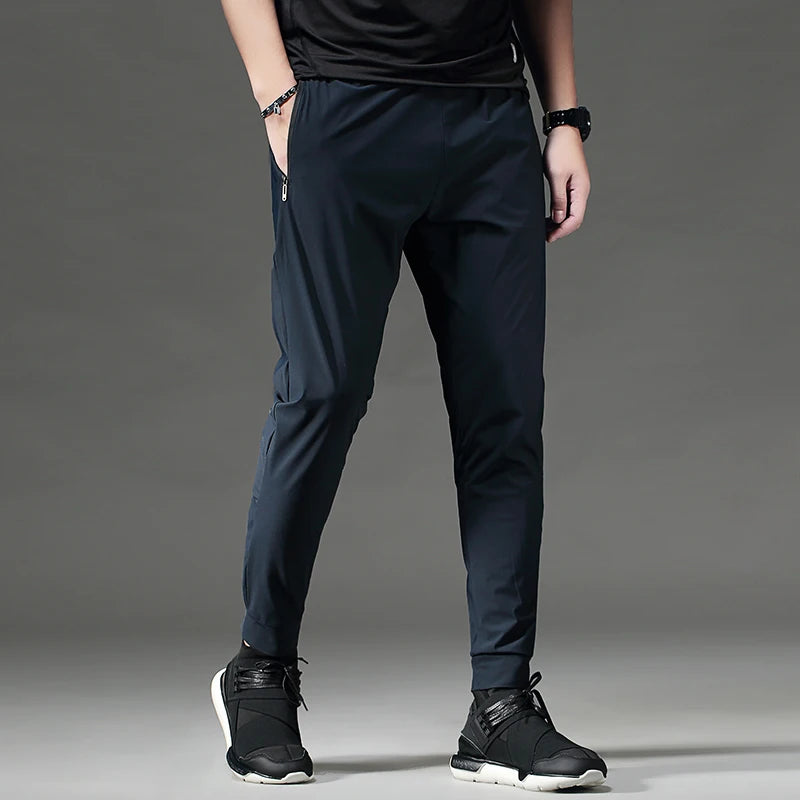 Running Pants Men Sport Jogging Fitness Yoga Training Basketball Football Long Leggings Ice Silk Elastic Quick Drying Trousers