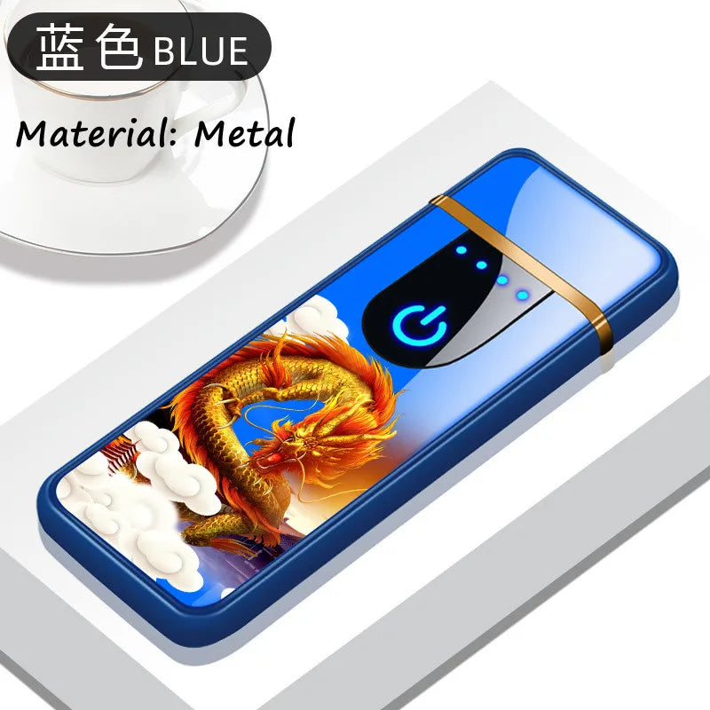 Windproof Electric Metal Lighter Double Arc Plasma Rechargeable USB Lighter Touch Induction Smoking Lighter Men's Gadgets