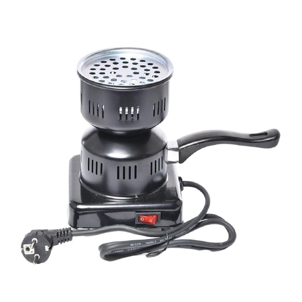 Portable Black Hookah Charcoal Stove, Multipurpose Electric Coals Burner, Quick Heating Shisha Heater for Kitchen Accessory