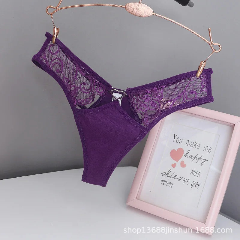 Women's Sexy lingerie Thongs G-string Underwear Panties Briefs Ladies T-back luxury peach heart thong pure cotton lace