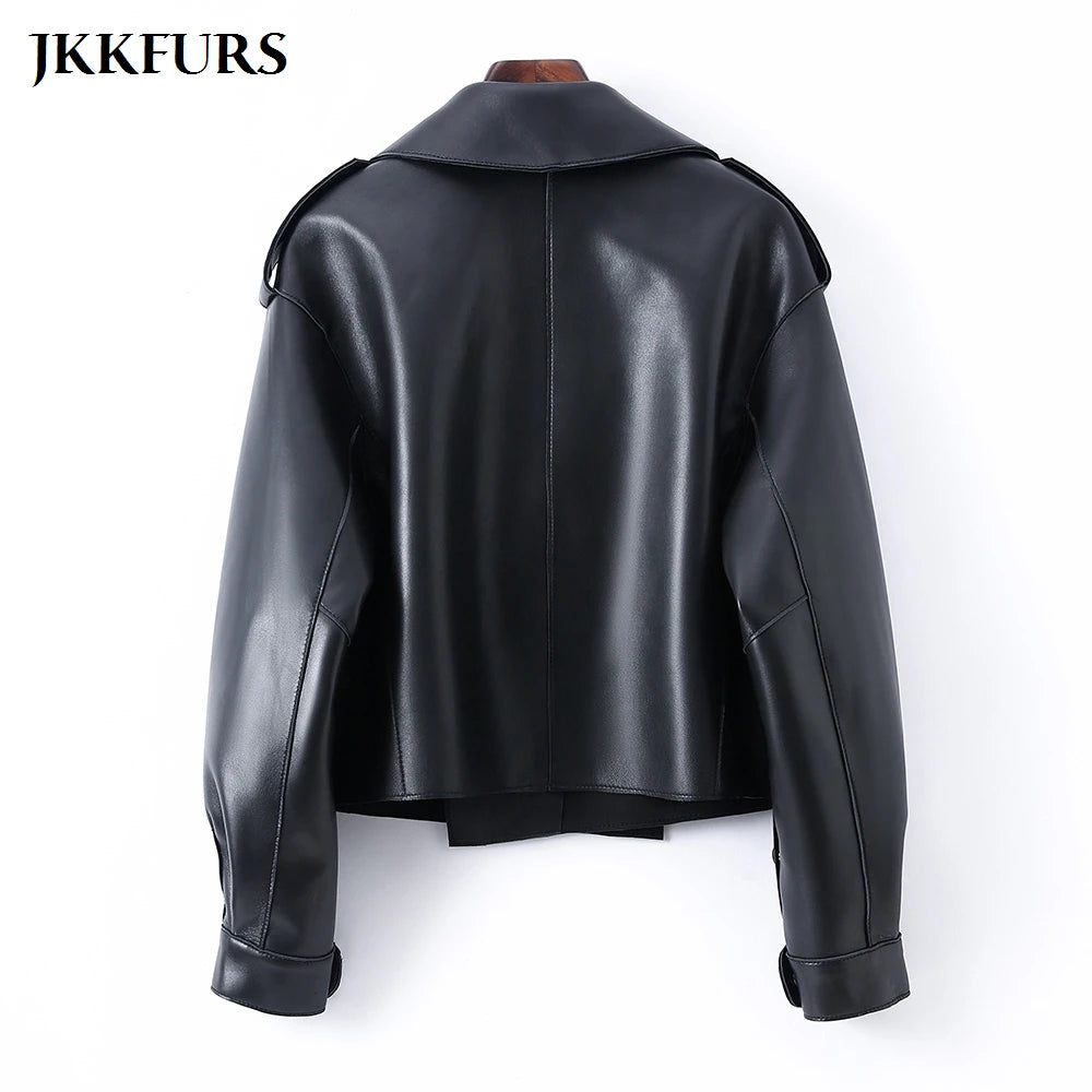 2025 26 Colours Women's Genuine Leather Jacket New Fashion Real Leather Coat Lady Autumn Winter Sheepskin Leather S7547