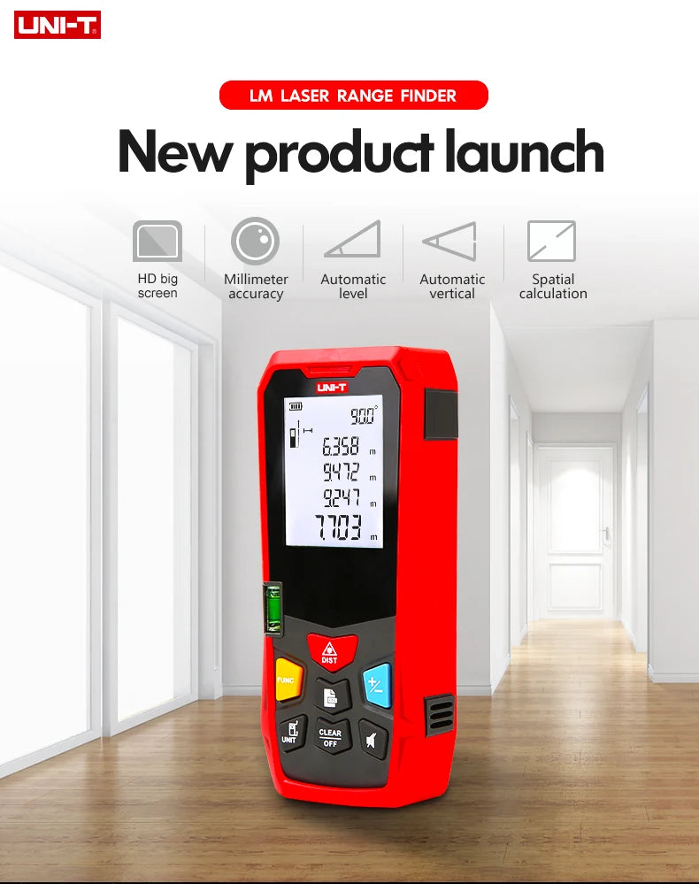 UNI-T Handheld Laser Rangefinder Distance Meter 40M 60M 80M 100M Medidor Laser Tape Build Measure Device Electronic Ruler