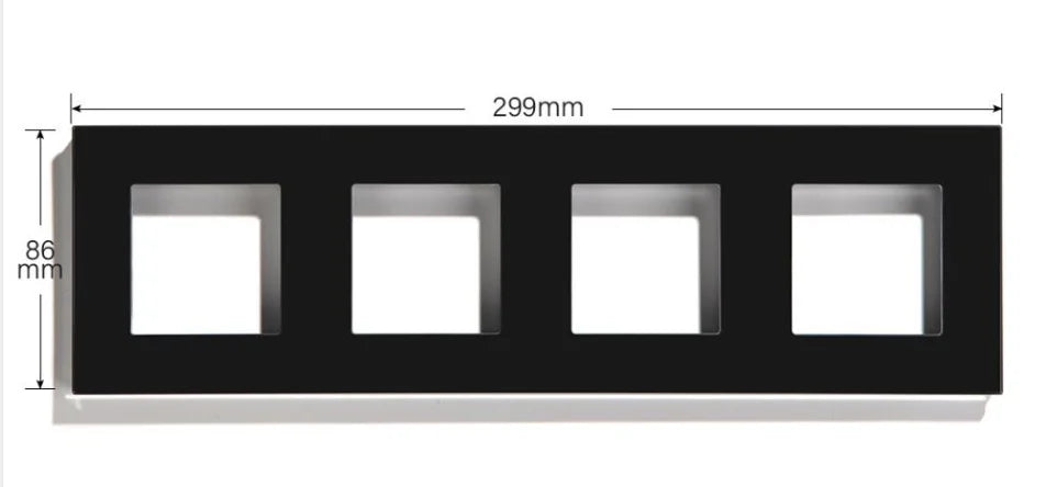 BSEED Only Glass Frame Panel Single Double Frames Wall Socket Triple Four Frames DIY Part with Metal Frames White Black Golden
