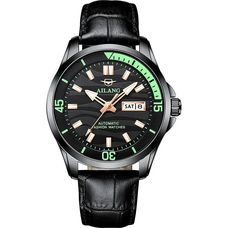 AILANG Men's Automatic Mechanical Watch Luxury Sports Waterproof Multi-Functional Wristwatch with Calendar Fashionable Brand