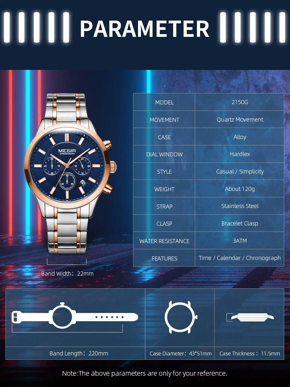 MEGIR Watches for Men 2021 New Chronograph Quartz Watch Luxury Stainless Steel Wristwatch Man Relogios Masculino часы мужские