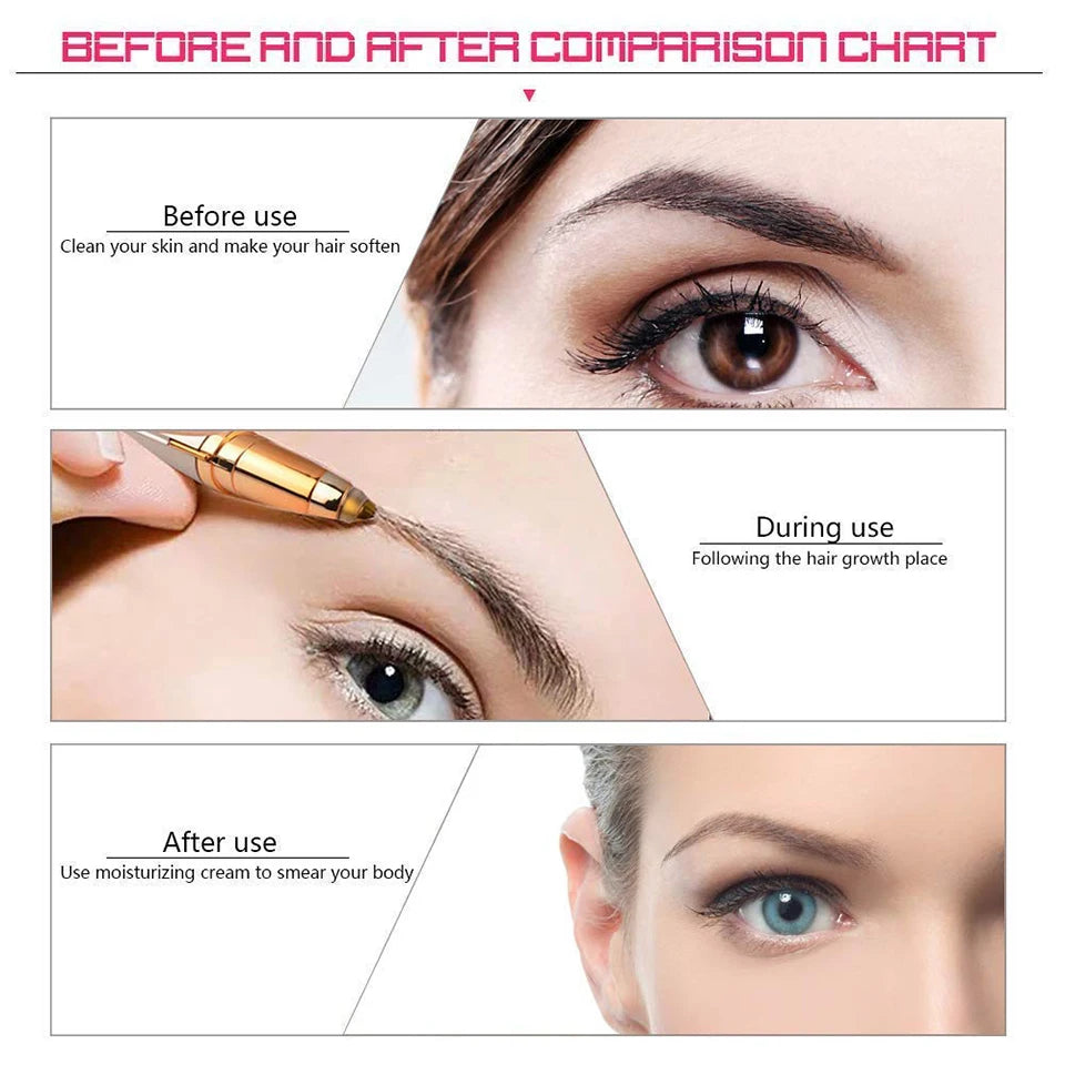 Portable Electric Eyebrow Trimmer Pen for Women, Painless Precision Eyebrow Shaver Razor blades for Face Hair Removal Tools