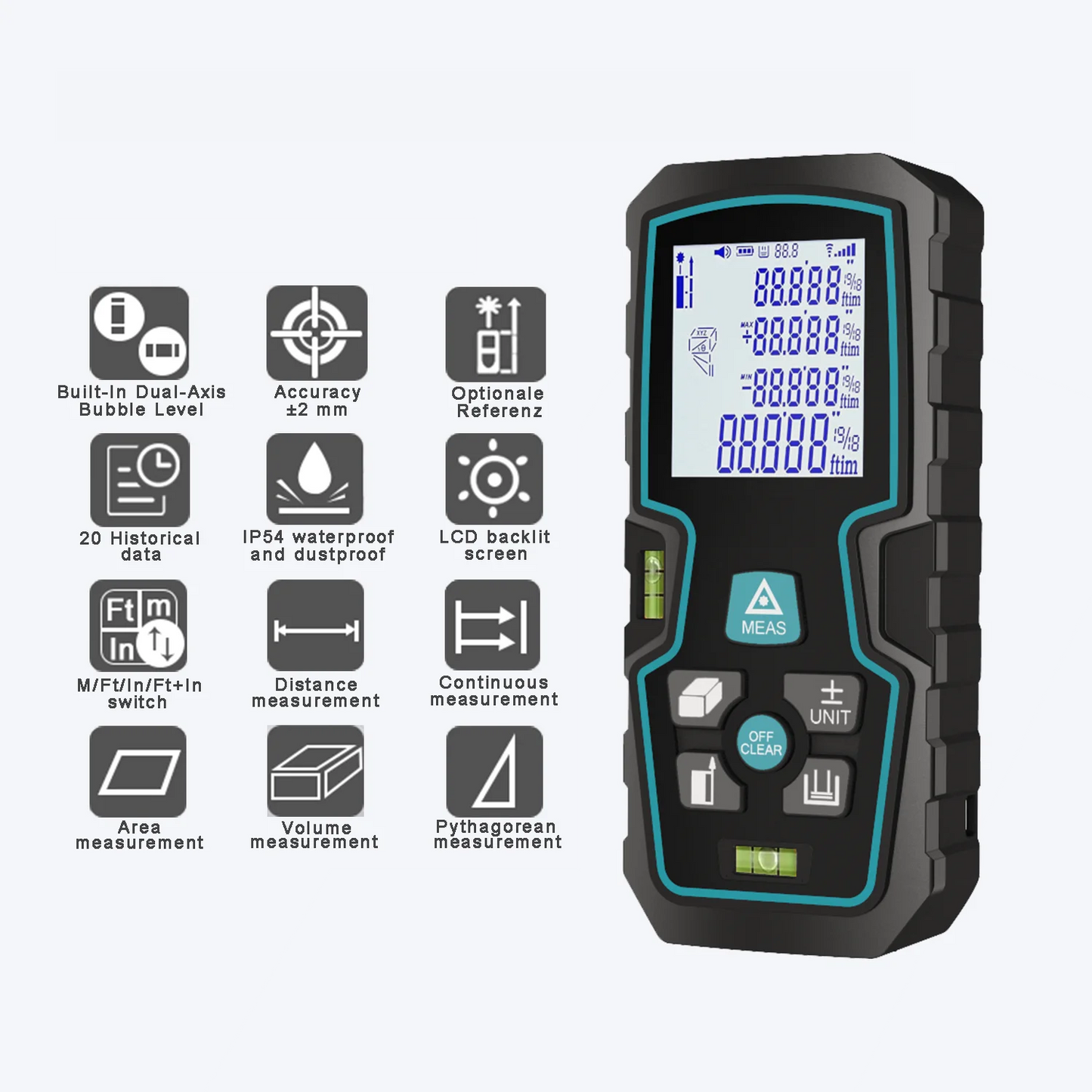 Laser Rangefinder 120M 100M 70M 50M Laser Finder IP54 Digital Laser Distance Meter Laser Meter Laser Measuring Tape 50% Off