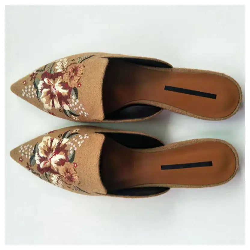 New Women Slippers Pointed Toe Rubber Metal Chains Flat Slide Footwear Fashion Casual Mule Shoes Big Size 41 42 Zapatos De Mujer