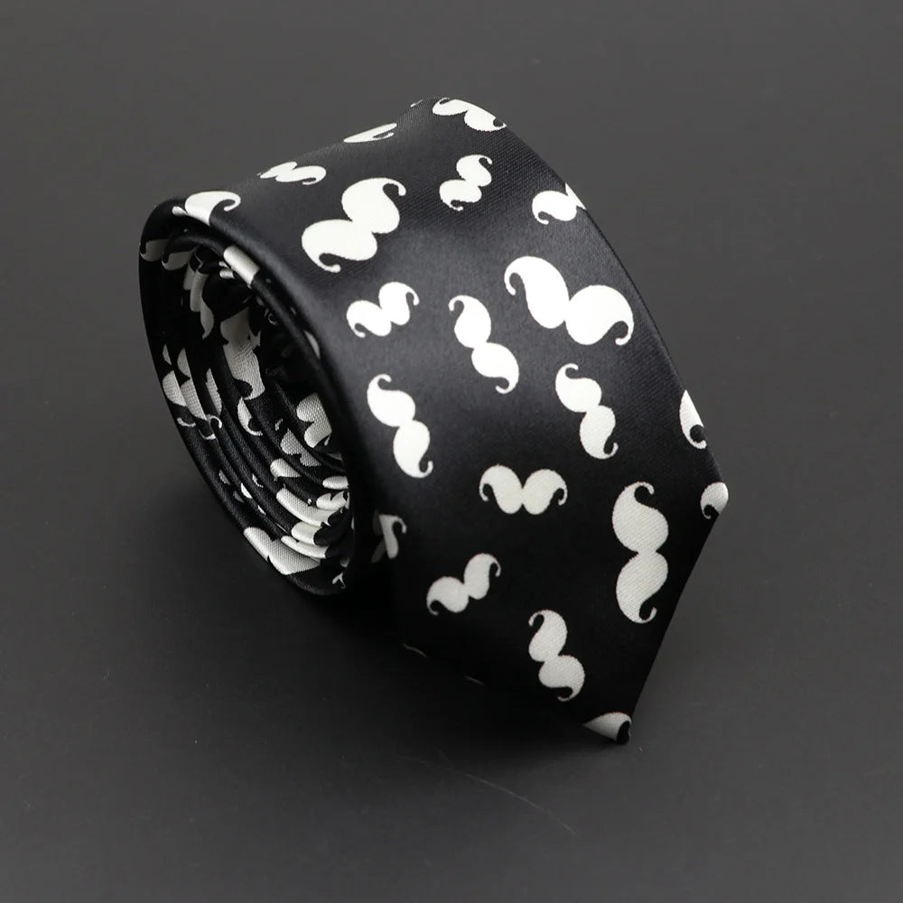 Classic Musical Notes Printed Tie Silky Narrow Neckties Slim Smooth Piano Guitar Necktie Simple Elegant Trendy Unisex Ties Gift