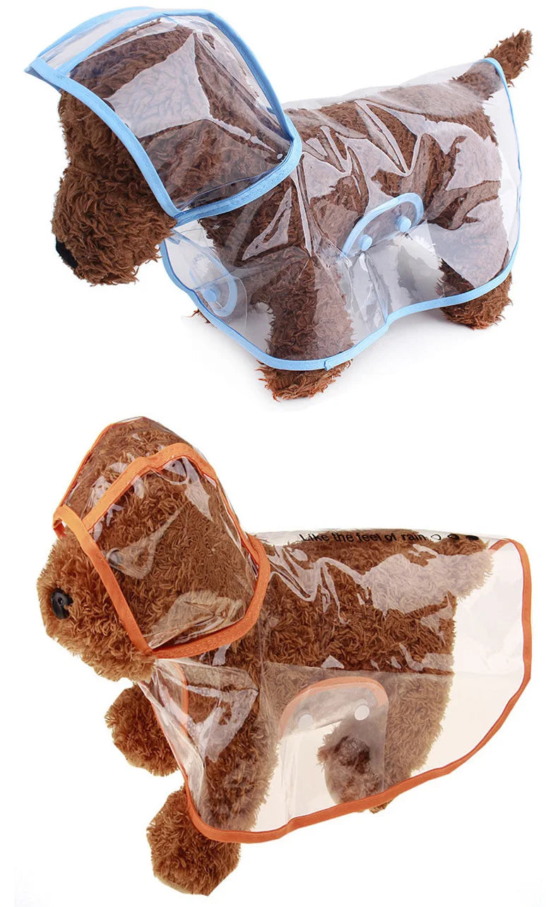 Pet Dog Puppy Transparent Rainwear Raincoat Pet Hooded Waterproof Jacket Clothes