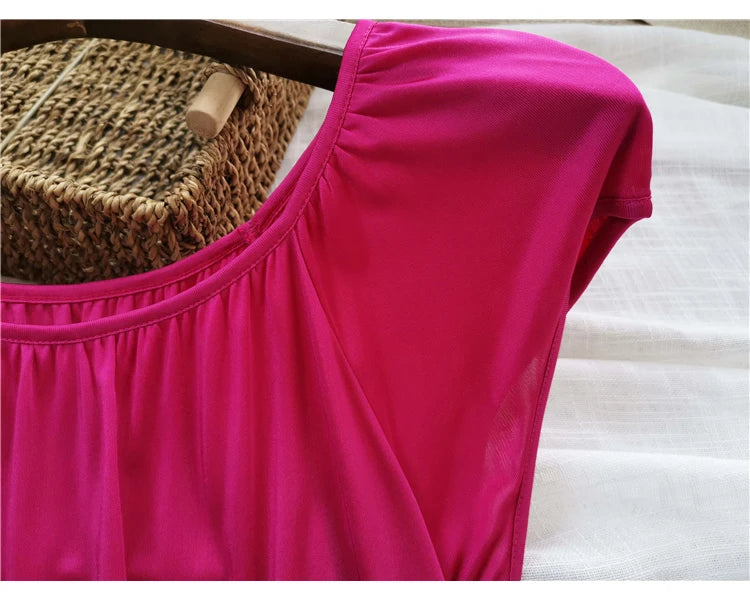 50% Pure Silk Nighties for Women Sleeping Dress Long Nightgown Nighty for Ladies Loose Plus Size Home Wear Summer