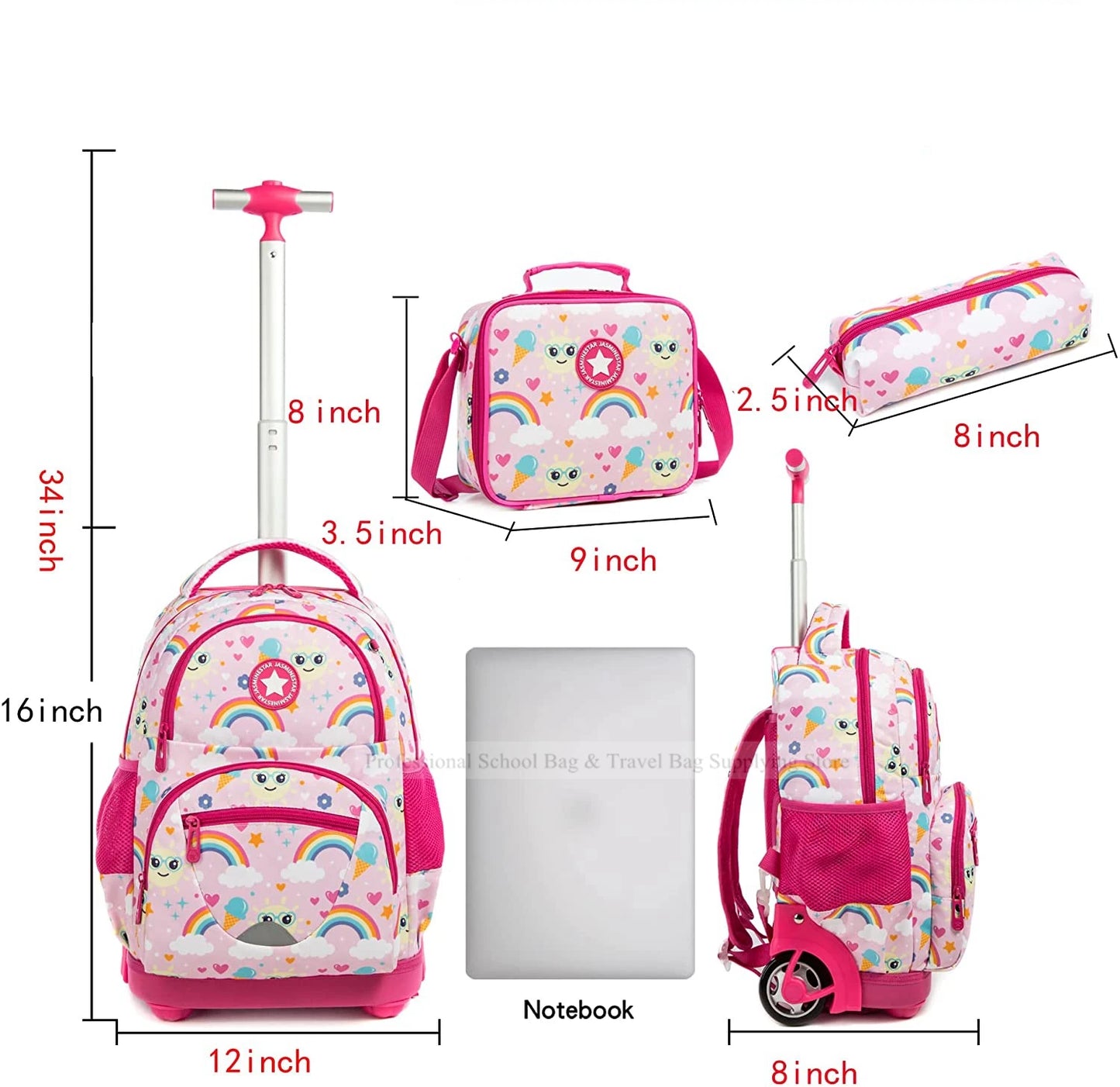 Kids School Rolling Backpack Bag for girls School Trolley Bag for boys Laptop Trolley Backpack Bag Children Rolling luggage Bags
