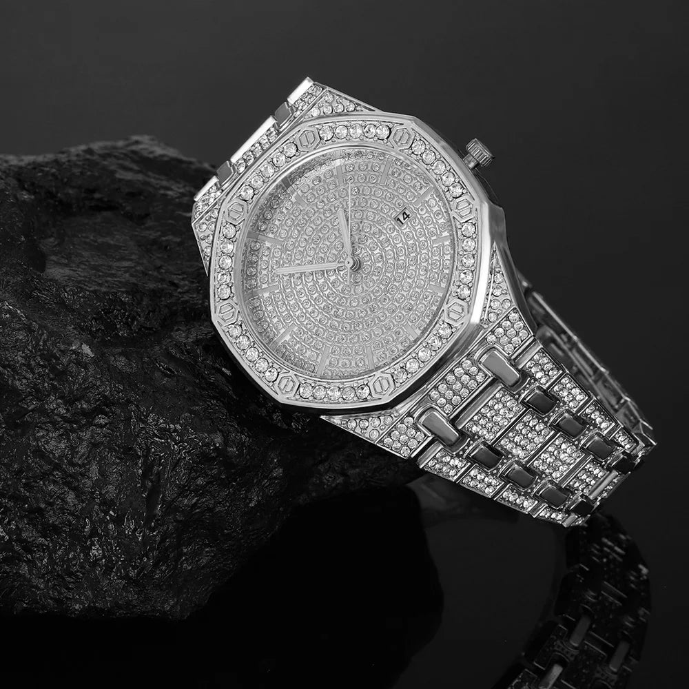 Iced Out Watch for Men Gold Watch for Men Hip Hop Fashion Cool Bling Bling Gold Diamond Luxury Mens Watch Dropshipping Relogio