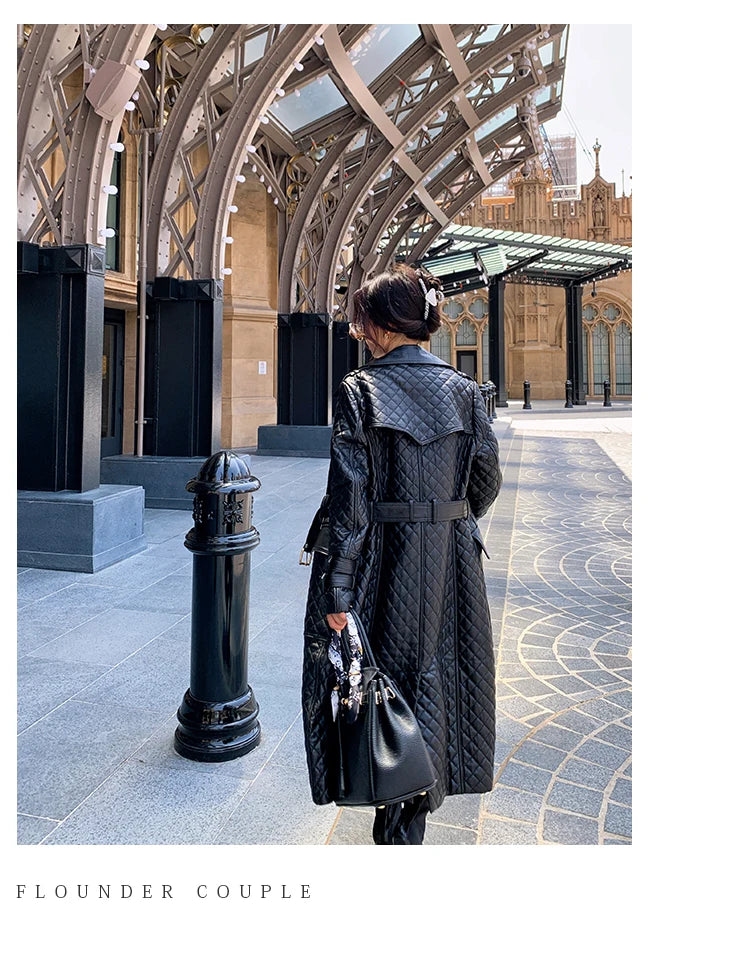 Tajiyane Women's Trench Coats Autumn Spring 100% Genuine Leather Jackets Fashion Sheepskin Coat with Belt Casaco Feminino Gmm830