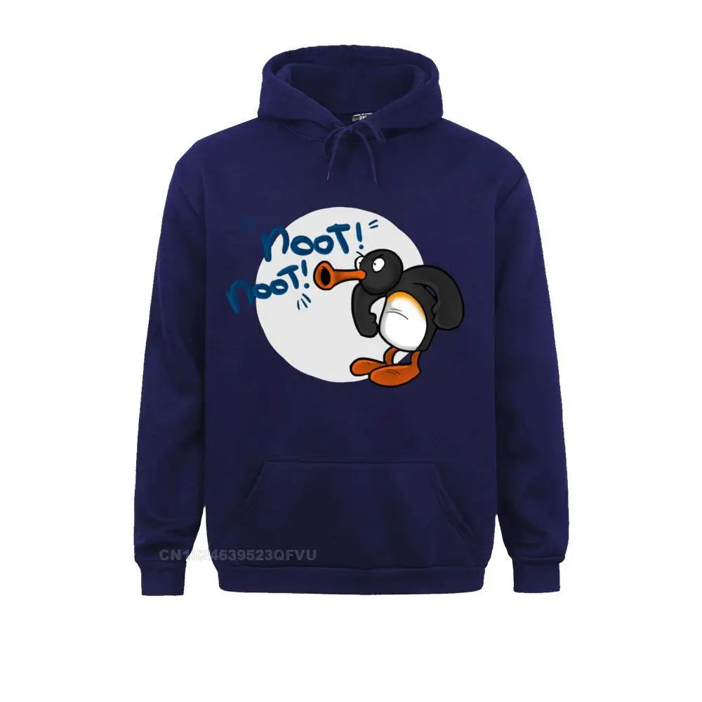 Noot Noot Pingu Hoodies Men Cotton Funny Hoodie Round Collar Penguin Meme Funny Cartoon Tees Clothes Printing