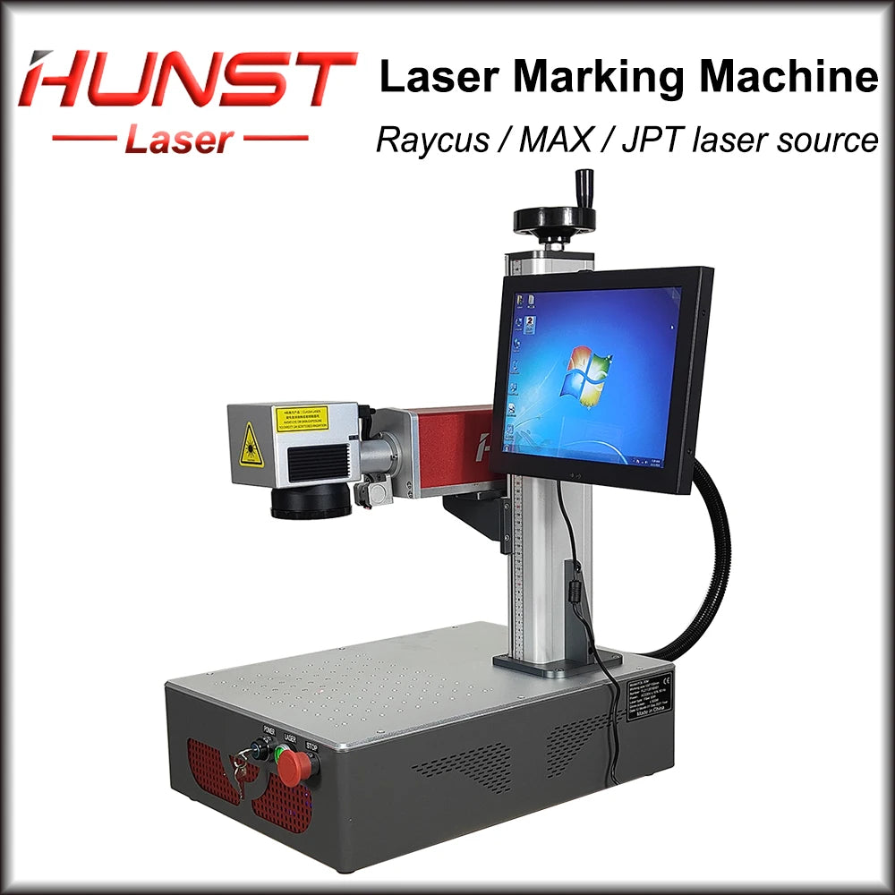 Hunst 30w 50w Fiber Laser Marking Machine Equipped With A PC Computer For Laser Engraving On Metal, Gold And Silver Jewelry