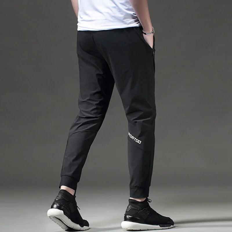 Men's Sports Pants Spring summer Running Pants Workout Active Trousers Slim Ice silk Quick dry Skinny Jogging Pants Joggers