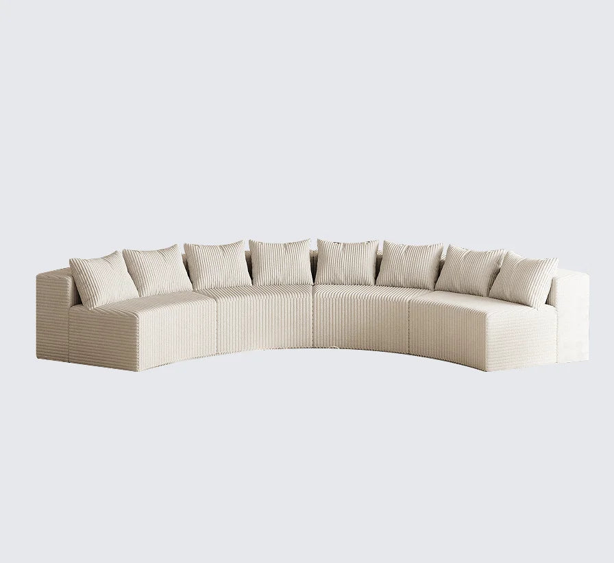 Modern Corduroy Curved Sectional Sofa Set with 8 Pillows Modular Semi-Circular Compression Sofa for Apartment & Hotel Bedroom