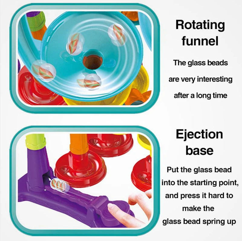 Marble Run Race Track Building Blocks Kids 3D Maze Ball Roll Toy DIY Marble Run Race Coaster SetChristmas Gift