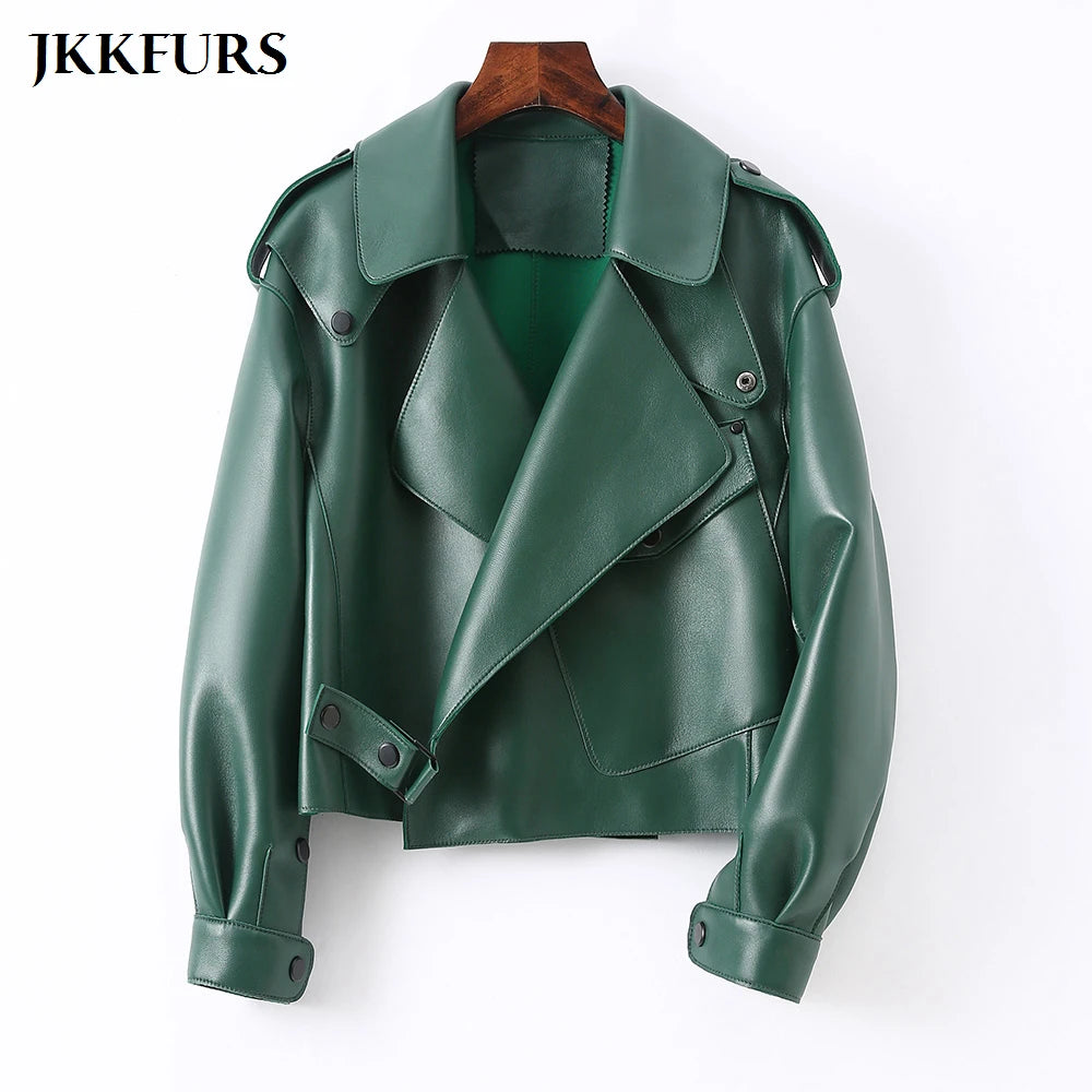 2025 26 Colours Women's Genuine Leather Jacket New Fashion Real Leather Coat Lady Autumn Winter Sheepskin Leather S7547