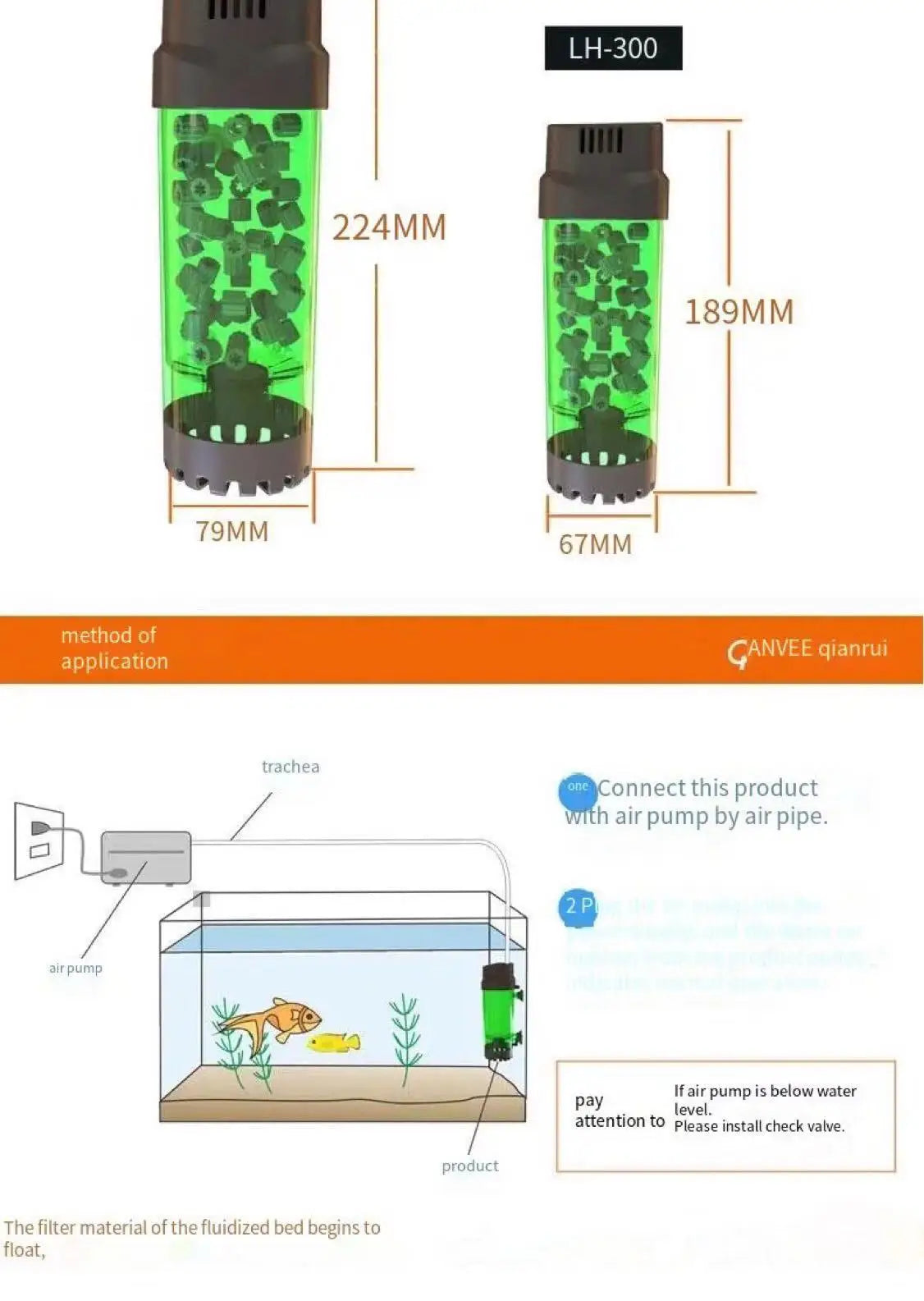 Fish tank fluidized bed filter oxygen supply water fairy rolling filter biochemical filter physical filter aquarium accessories，