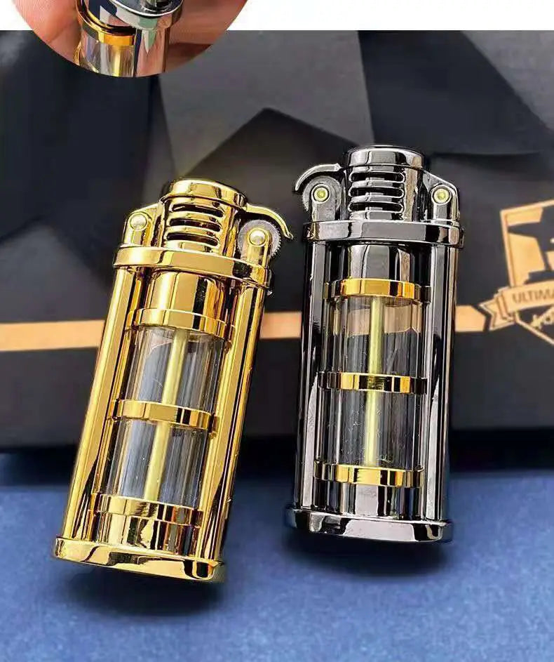 ZORRO Original Retro Metal Grinding Wheel Kerosine Lighter Transparent Fuel Tank Mini Cigarette Lighter Outdoor Survival Lighter