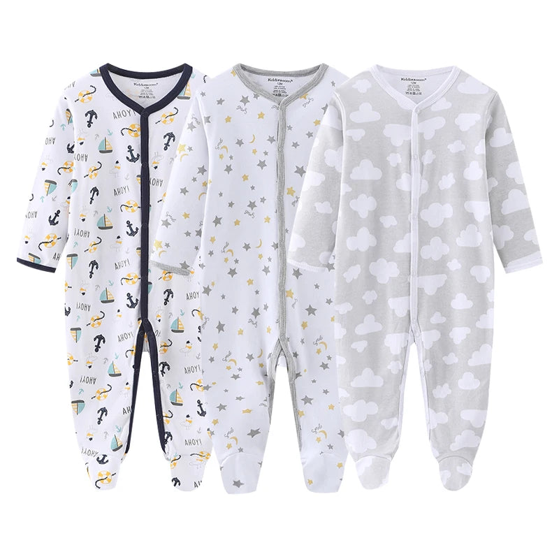 Cotton Baby Girl Clothes 3Pieces Cartoon New Born Baby Boy Clothes Sets Long Sleeve Autumn Footie Jumpsuits Zipper Spring Bebes