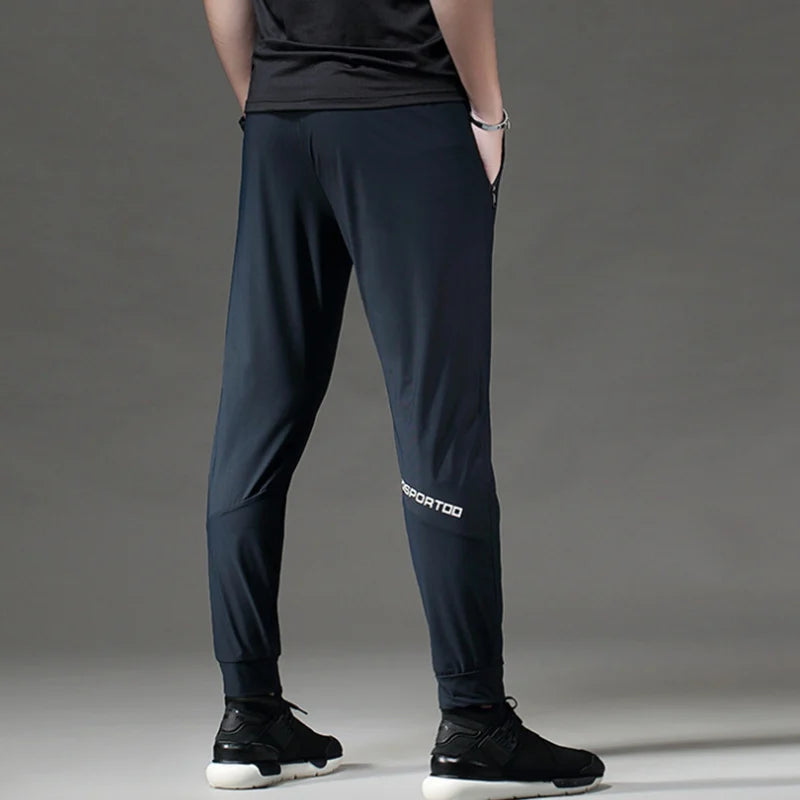 Men's Sports Pants Spring summer Running Pants Workout Active Trousers Slim Ice silk Quick dry Skinny Jogging Pants Joggers