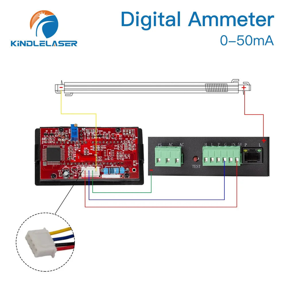 KINDLELASER 50mA LED Digital Ammeter DC 0-50mA  Analog Amp Panel Meter Current for CO2 Laser Engraving Cutting Machine