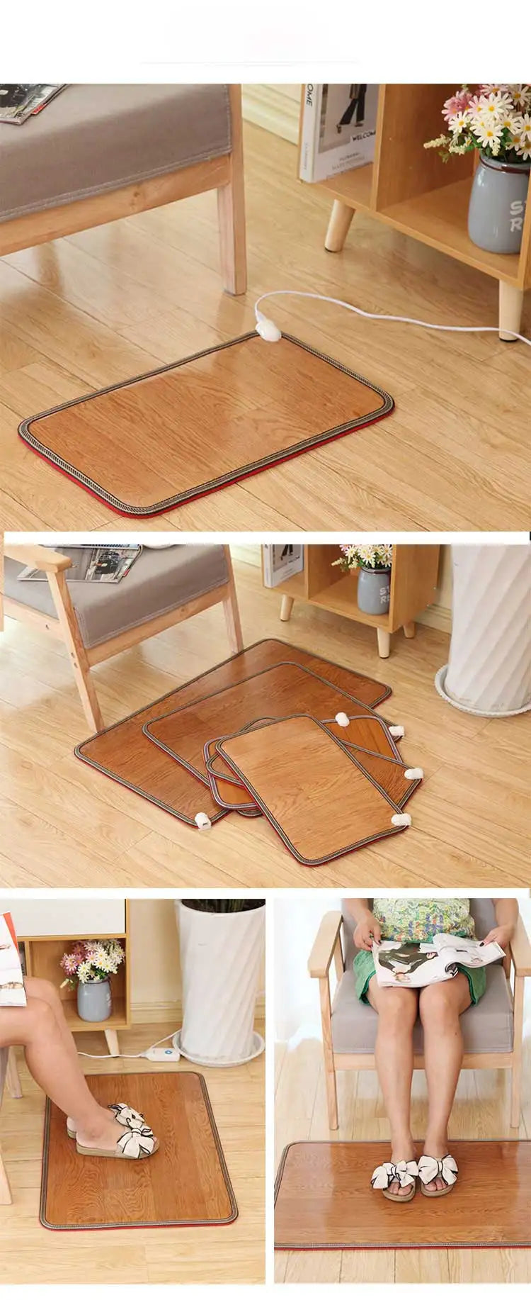 220V Winter Heating Foot Mat Office home Electric Heating Pad Warm Feet HeaterThermarpet Leather Household Floor Electric Heater