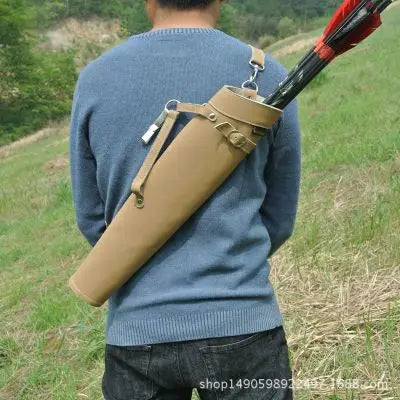 Archery Hunting  52*13cm Pure Leather Arrow Quiver in Black/Yellow Color Shoulder-back Design Arrow Bag waist collapse Bag