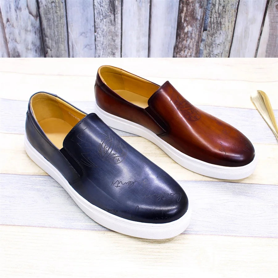 Genuine Leather Casual Men's Shoes High-grade Handmade Fashion Comfortable Leather Shoes Daily Dating Loafers Formal Party Shoes