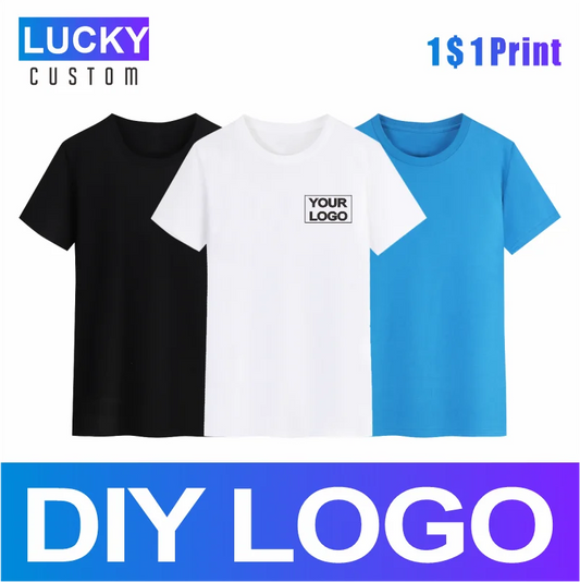 Men's 100% Cotton T-shirt Custom Printing Printing Short-sleeved Embroidery Company Logo Breathable Solid Color Top 4xl