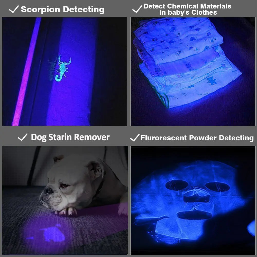 UV Flashlight 395nm Black Light Flashlights Zoomable UV Torch Ultra Violet Light Flashlights Blacklight Flashlight 18650