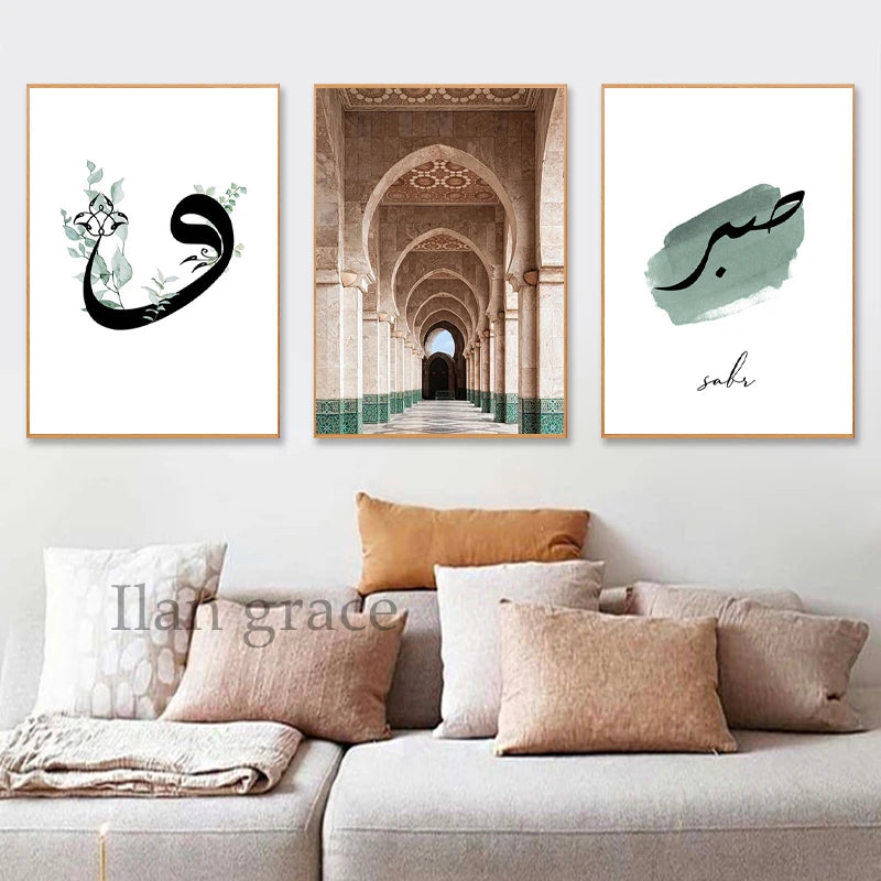 Islamic Holy Cities Makkah Prints Madinah Quds Jerusalem Arabic Wall Art Canvas Painting Mecca Posters Living Room Home Decor