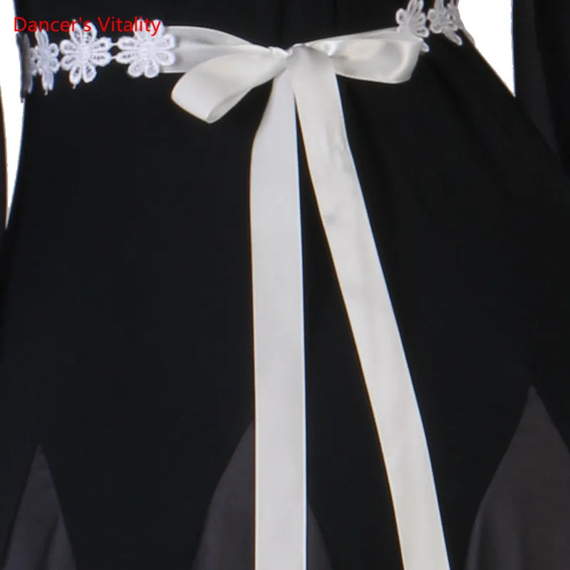 Modern Dance Dress Stand-Up Collar Mesh Sleeve Long Skirt Performance Clothing High-End Custom Child Woman Competition Clothes