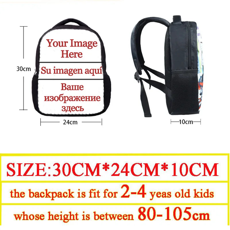 12 Inch Custom Children School Bags for 2-4 Years Old Boys Girls Kindergarten Backpack Baby Toddler Bags Kids Bookbag Gift