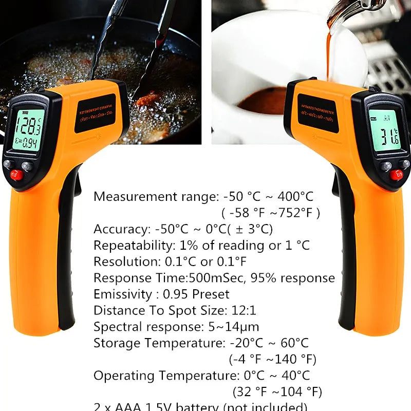 Digital Infrared Temperature Meter Handheld Non-Contact Temperature Detection Pyrometer Laser Thermometer Tester for Industry
