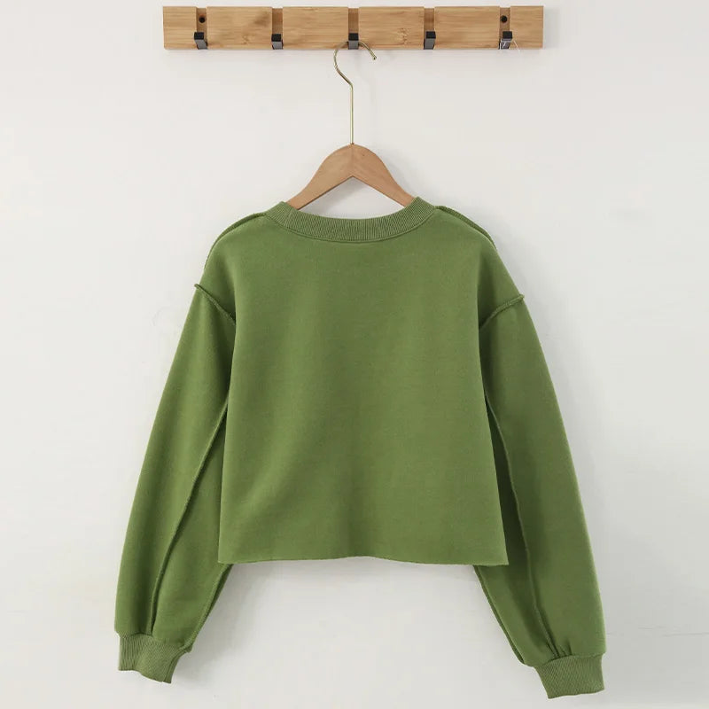 Thick Oversized Women Sweatshirt Hoodies Warm Fleece Casual Long Sleeve Harajuku Streetwear Crop Pullover Ropa Mujer